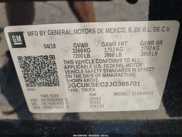 2018 CHEVROLET SILVERADO 1500 3GCUKSEC2JG385701 Photo 8