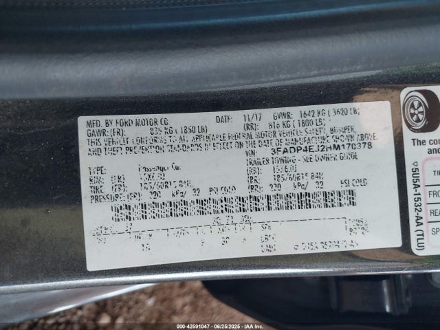 Ford 1.6l ti-vct premium fuel 2017 3FADP4EJ2HM170378 Image 9