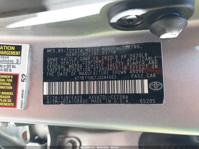 4T1B11HK7JU584663 Toyota a25a-fks
