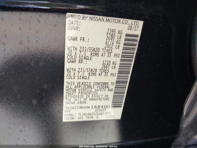 5N1AZ2MHXHN188400 Nissan 2017
