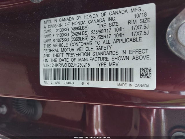 2HKRW6H32JH230215 Honda k24w9/k24v9