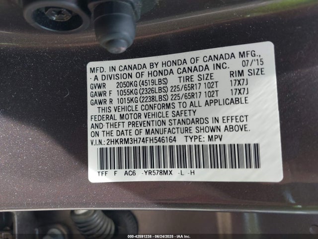 2HKRM3H74FH546164 Honda k24w9