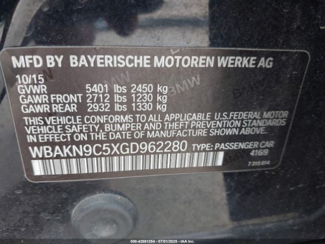 2016 BMW 550I WBAKN9C5XGD962280 Photo 8
