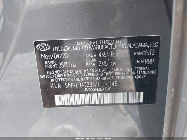 5NPEJ4J28MH091148 Hyundai t-gdi gamma ii
