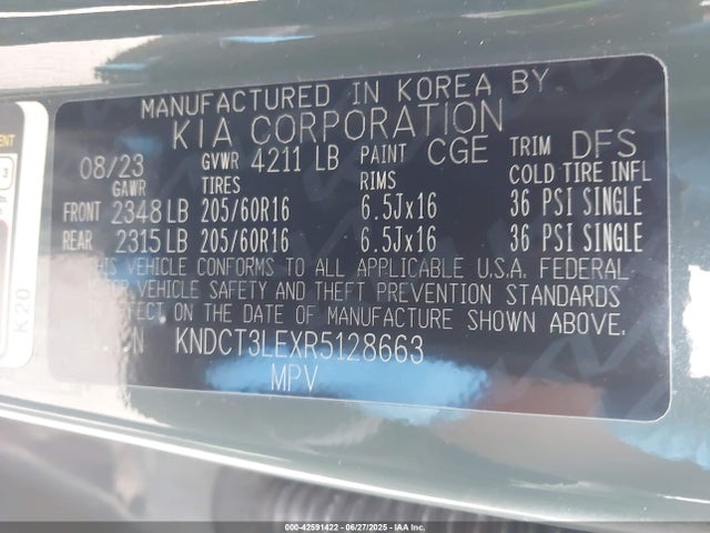 KNDCT3LEXR5128663 KIA gdi kappa pe