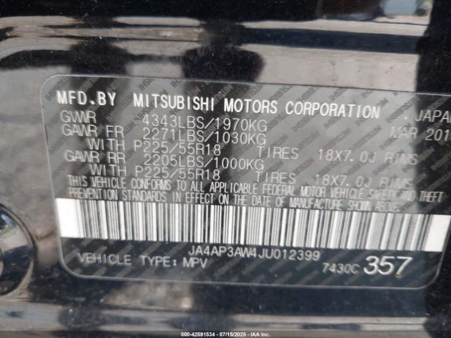 2018 MITSUBISHI OUTLANDER SPORT JA4AP3AW4JU012399 Photo 8