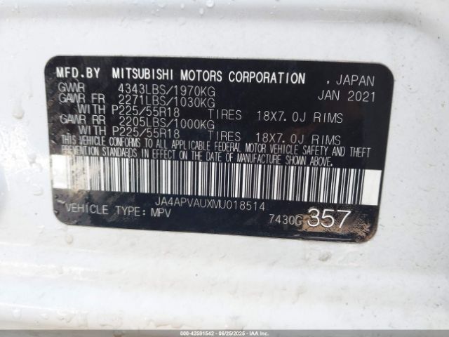 2021 MITSUBISHI OUTLANDER SPORT JA4APVAUXMU018514 Photo 8