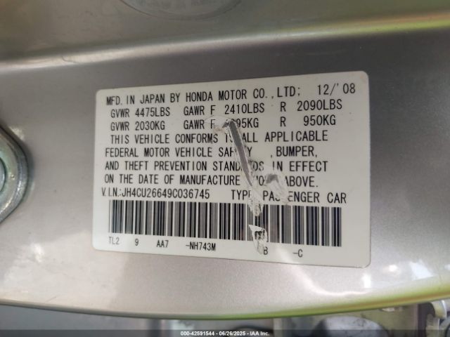 2009 ACURA TSX JH4CU26649C036745 Photo 8