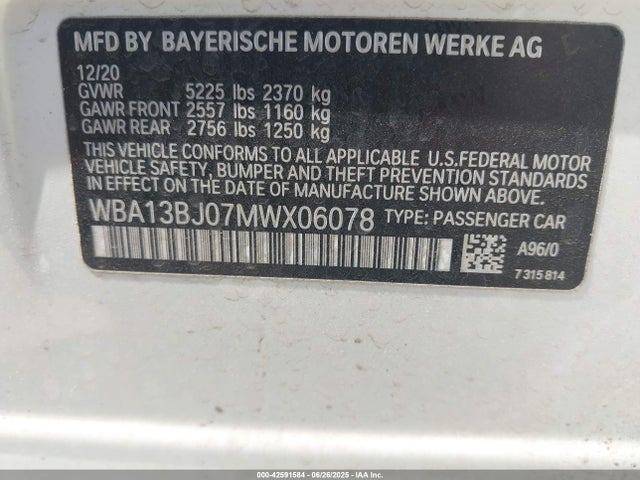 WBA13BJ07MWX06078 BMW 530I