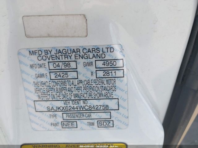 1998 JAGUAR XJ8 SAJKX6244WC842758 Photo 8
