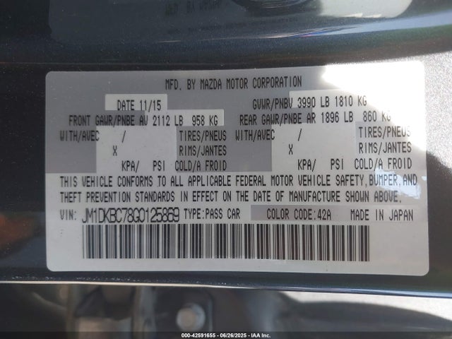 JM1DKBC78G0125869 Mazda pe