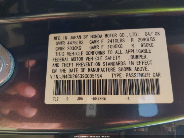 2009 ACURA TSX JH4CU26639C005194 Photo 8