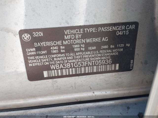 2015 BMW 320I WBA3B1G53FNT05936 Photo 8