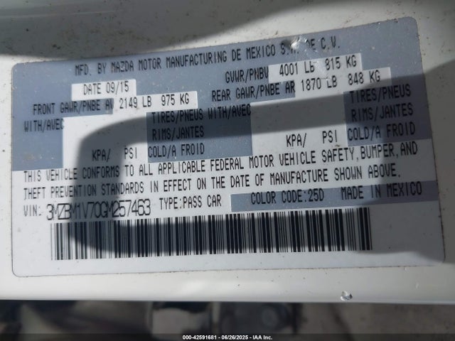 3MZBM1V70GM257463 Mazda pe