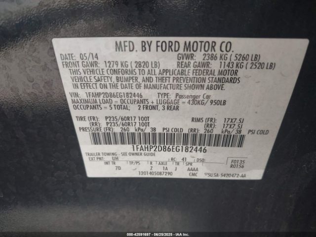 1FAHP2D86EG182446 Ford 2014