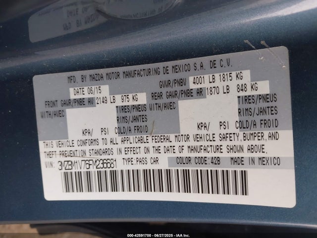 3MZBM1V76FM236681 Mazda pe