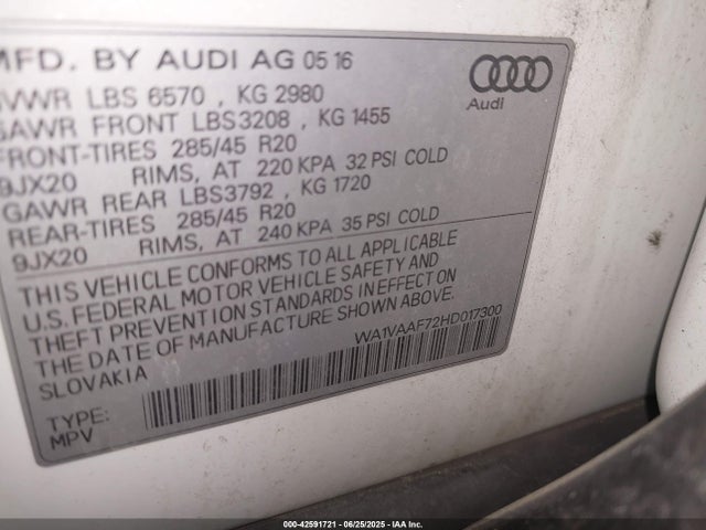 2017 AUDI Q7 WA1VAAF72HD017300 Photo 8