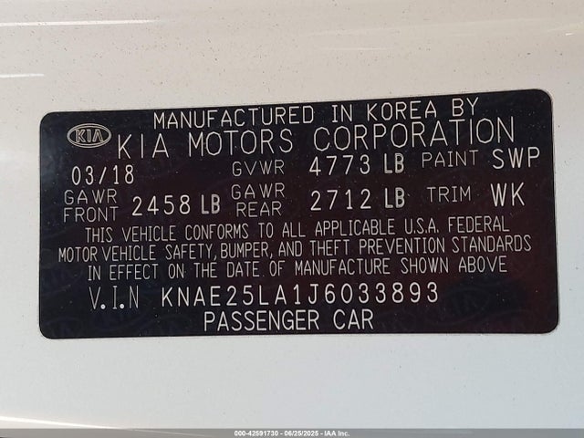 KNAE25LA1J6033893 KIA tgdi theta ii