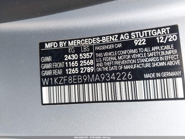 W1KZF8EB9MA934226 Mercedes-Benz m264