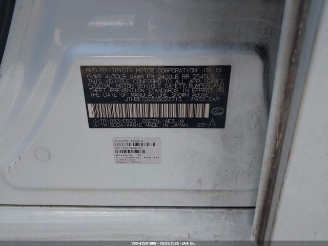 Lexus 2gr-fse 2016 JTHBE1D28G5023713 Image 9