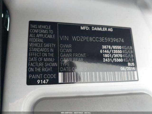 2014 MERCEDES-BENZ SPRINTER 2500 WDZPE8CC3E5939674 Photo 8