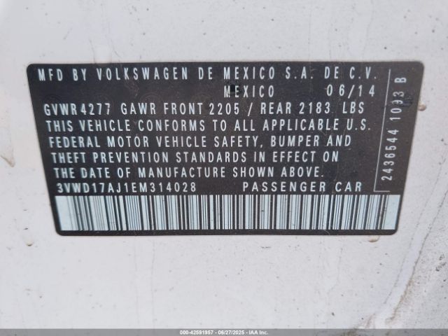 2014 VOLKSWAGEN JETTA 3VWD17AJ1EM314028 Photo 8