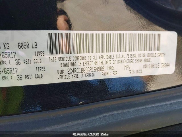 2C4RC1BG9GR164989 Chrysler 2016
