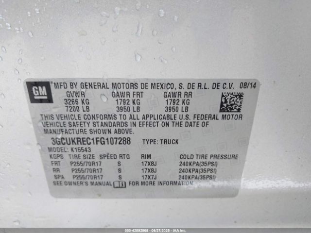 2015 CHEVROLET SILVERADO 1500 3GCUKREC1FG107288 Photo 8
