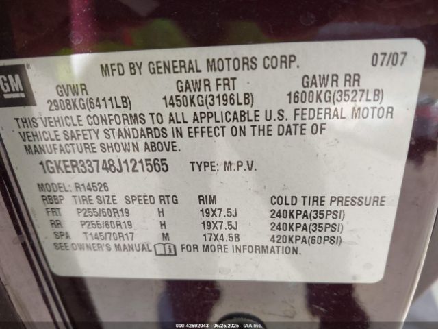 2008 GMC ACADIA 1GKER33748J121565 Photo 8