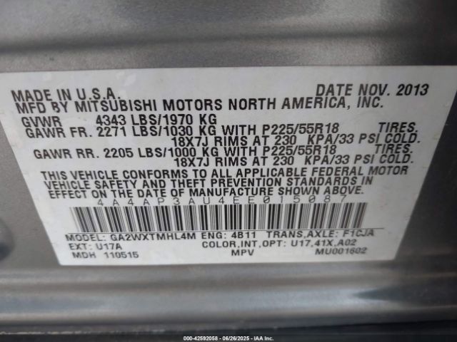 2014 MITSUBISHI OUTLANDER SPORT 4A4AP3AU4EE015087 Photo 8