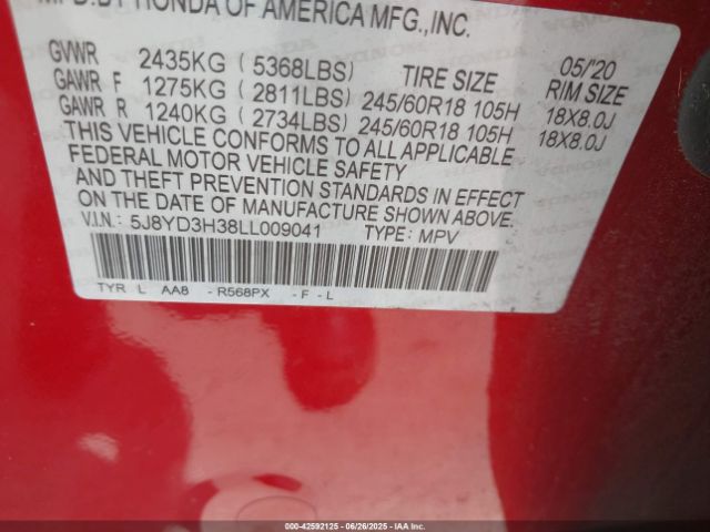 2020 ACURA MDX 5J8YD3H38LL009041 Photo 8