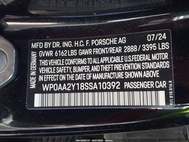 2025 PORSCHE TAYCAN WP0AA2Y18SSA10392 Photo 8