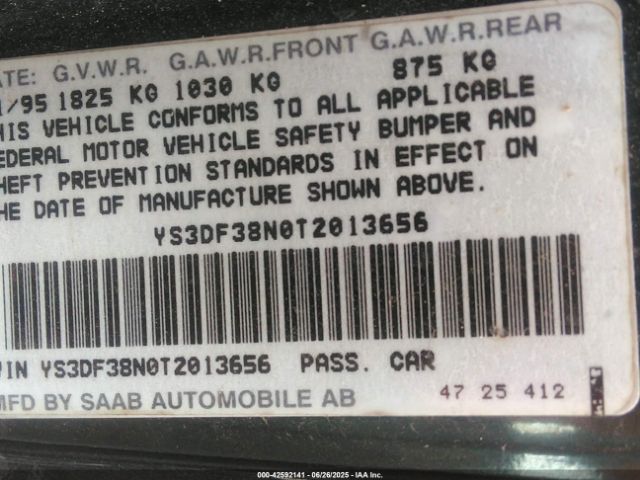 1996 SAAB 900 YS3DF38N0T2013656 Photo 8