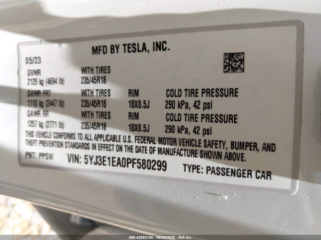 2023 TESLA MODEL 3 5YJ3E1EA0PF580299 Photo 8
