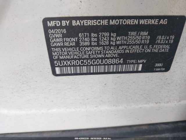 5UXKR0C55G0U08864 BMW X5