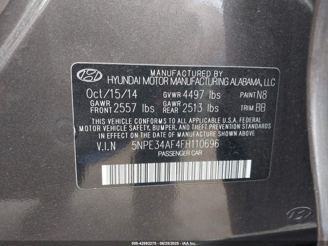 5NPE34AF4FH110696 Hyundai dohc gdi theta-ii