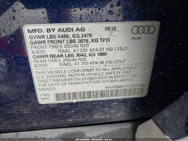 2018 AUDI Q5 WA1CNAFY7J2234251 Photo 8