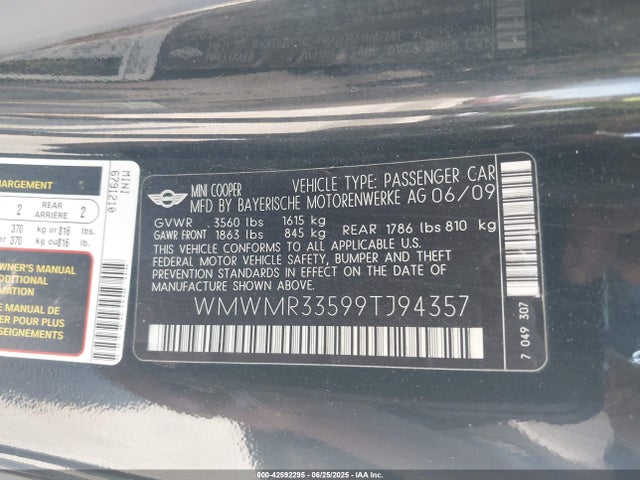 2009 MINI COOPER WMWMR33599TJ94357 Photo 8