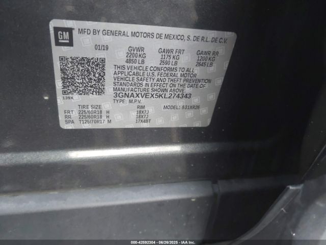 2019 CHEVROLET EQUINOX 3GNAXVEX5KL274343 Photo 8