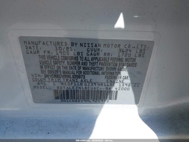Nissan 2021 2021 3N1CN8DV9ML925973 Image 9