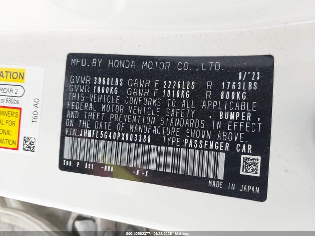 Honda k20c1 2023 JHMFL5G40PX003388 Image 9
