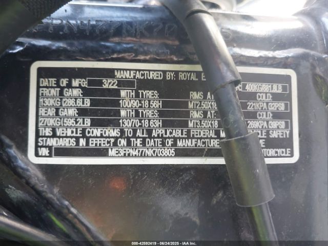 2022 ROYAL ENFIELD MOTORS INT 650 ME3FPN477NK703805 Photo 9