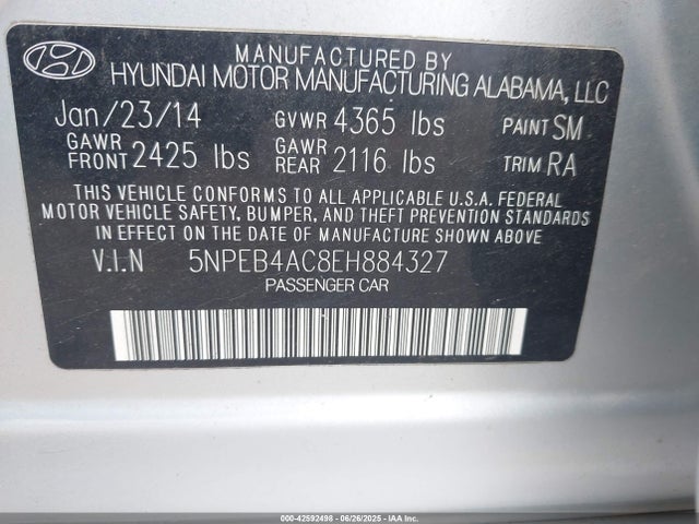 Hyundai gamma 2014 5NPEB4AC8EH884327 Image 9