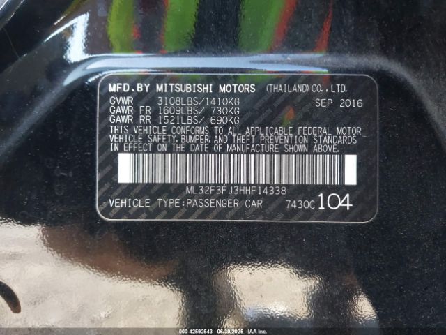 2017 MITSUBISHI MIRAGE G4 ML32F3FJ3HHF14338 Photo 8