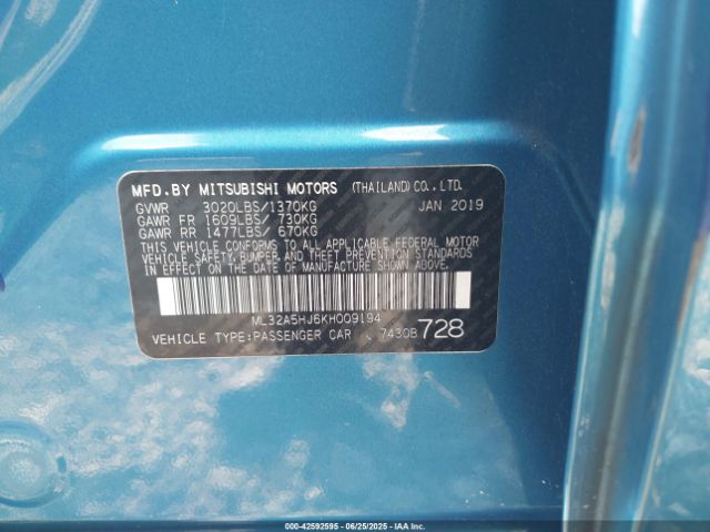 2019 MITSUBISHI MIRAGE ML32A5HJ6KH009194 Photo 8