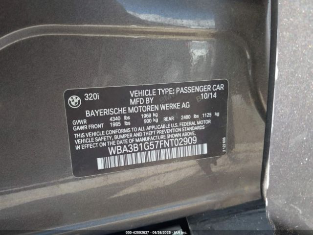 2015 BMW 320I WBA3B1G57FNT02909 Photo 8