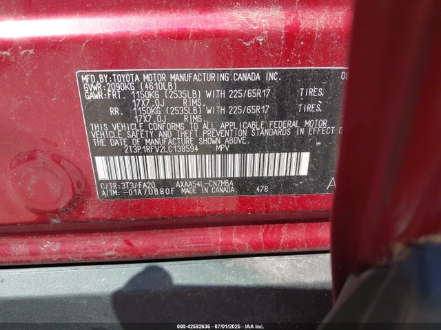 Toyota a25a-fks 2020 2T3P1RFV2LC138594 Image 9