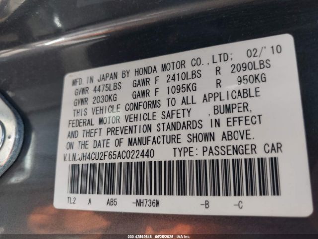 2010 ACURA TSX JH4CU2F65AC022440 Photo 8