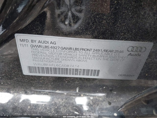 2012 AUDI A4 WAUBFAFL6CA087414 Photo 8