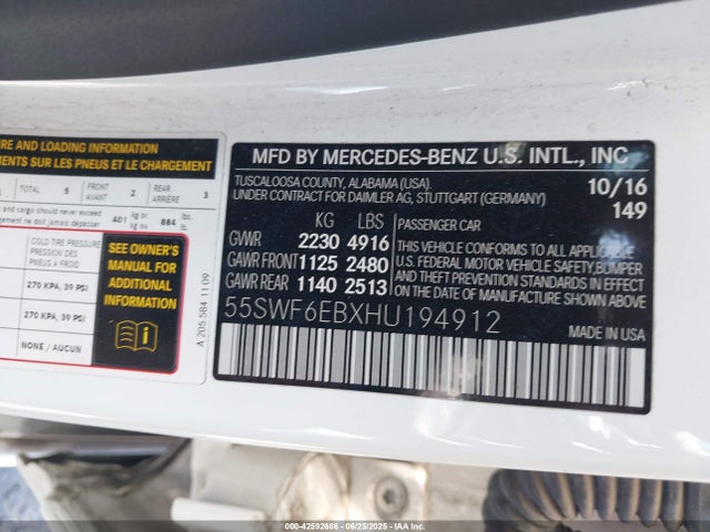 Mercedes-Benz 2017 2017 55SWF6EBXHU194912 Image 9